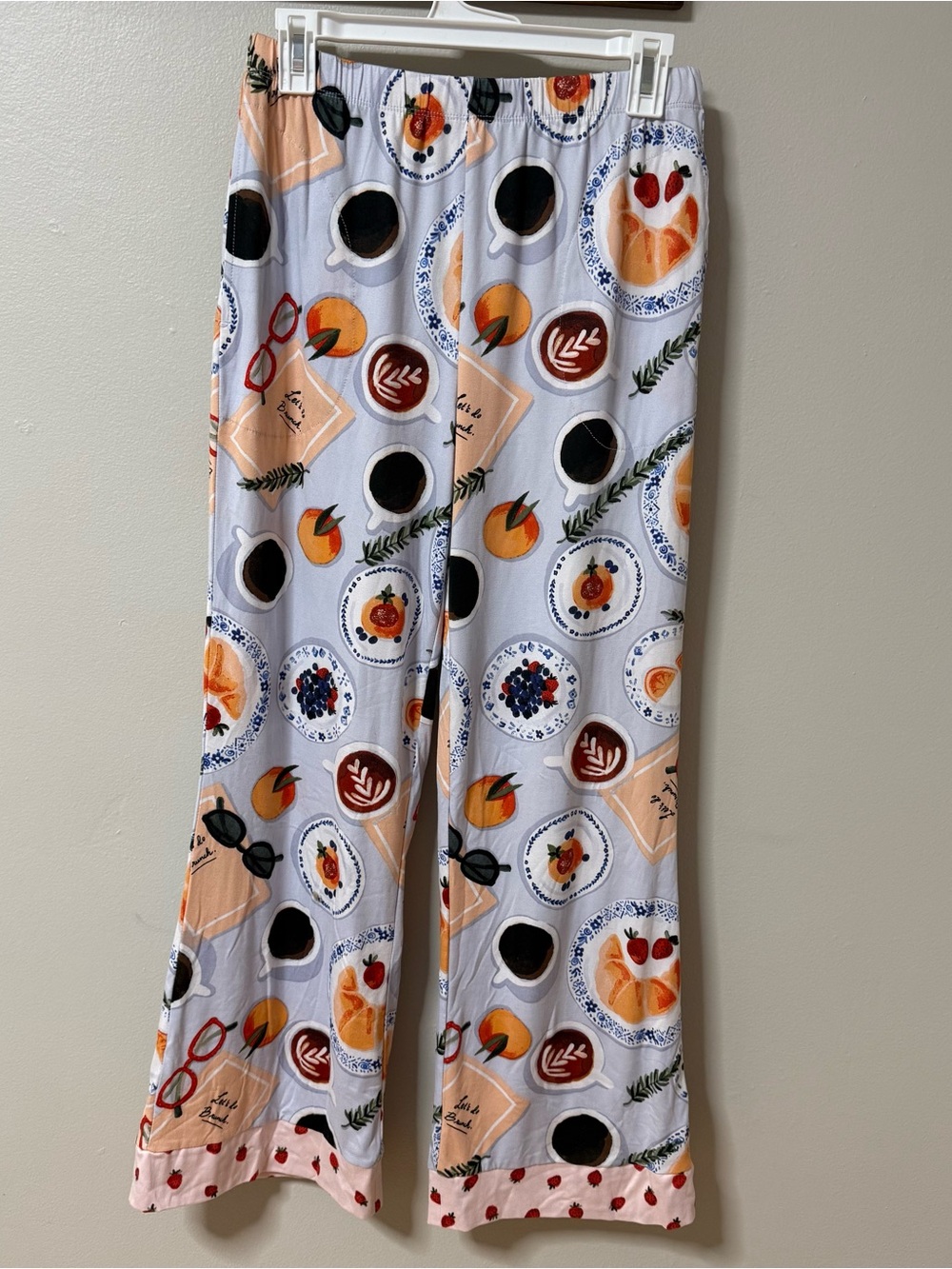 Beauty Sleep Social Pajama Set Womens Breakfast Coffee Croissant Billie Small - Picture 9 of 16